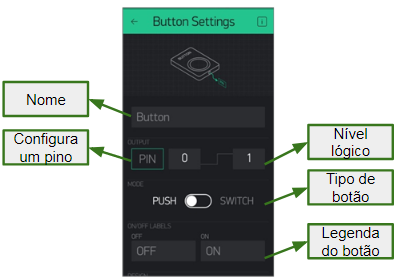 A ferramenta Button dispõe de diversas opção de configuração para o funcionamento do controle mobile.