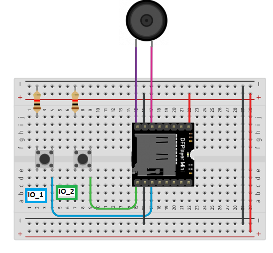 O DFPlayer dispõe de um modo autônomo, possibilitando um controle de suas funções, sem que haja a necessidade de um microcontrolador.