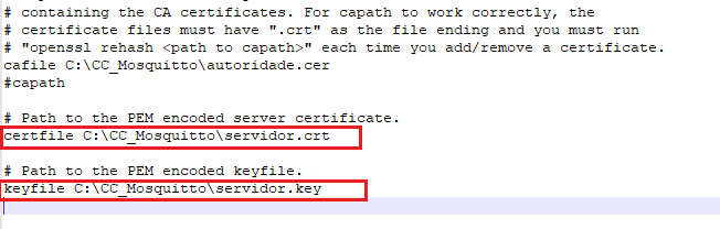 certificado e chave do servidor