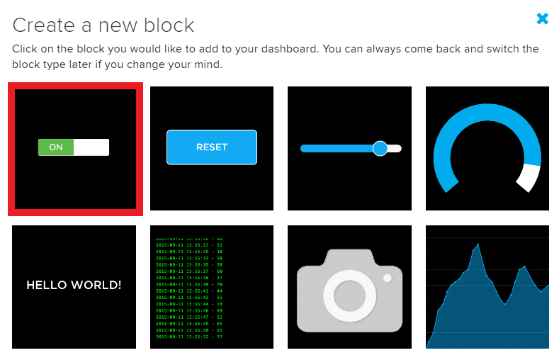 create a new block adafruit.io